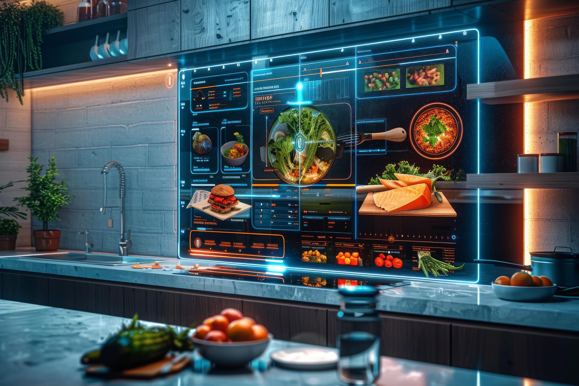 Studio kitchen with digital displays
