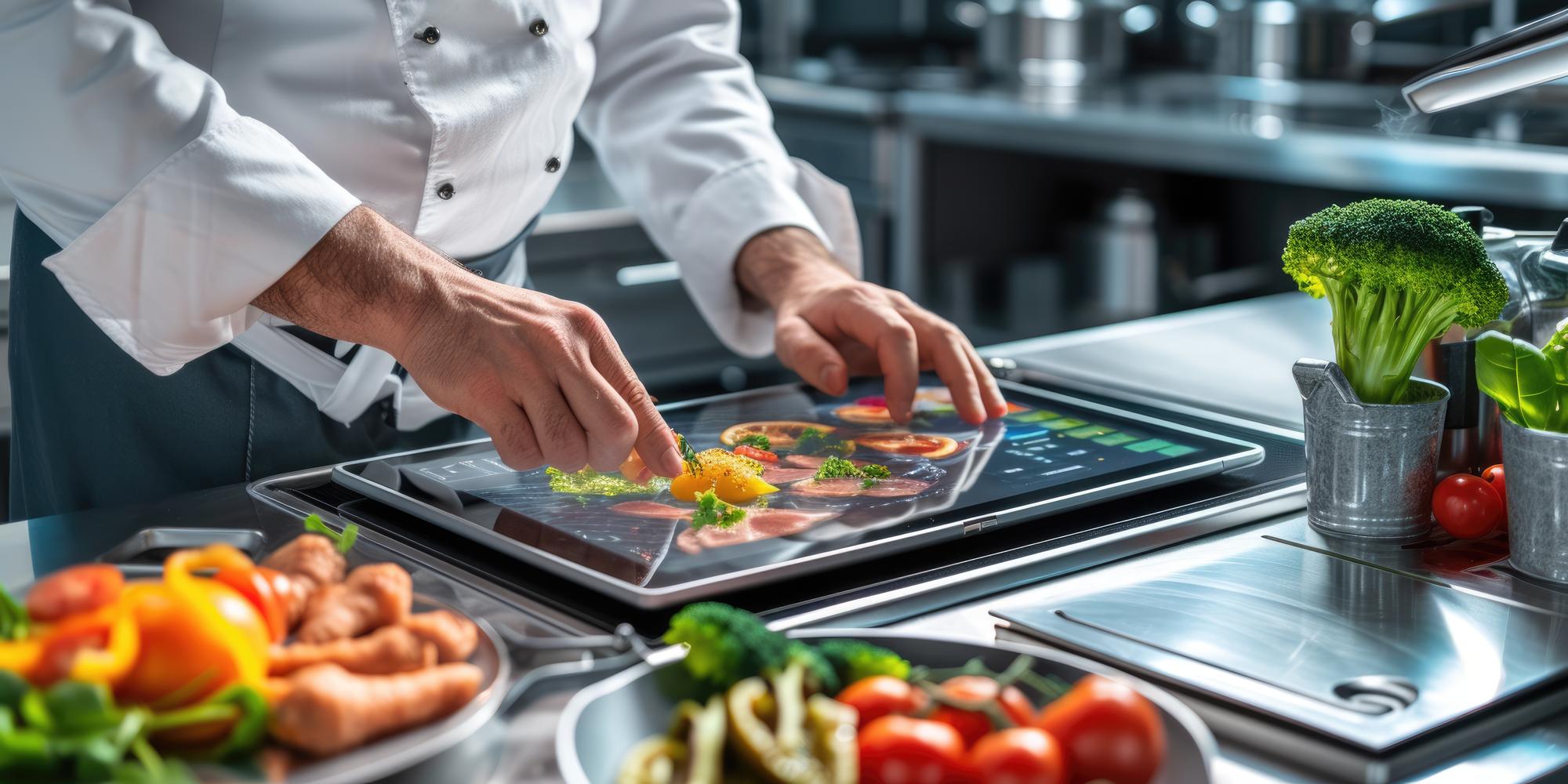 Chef working with modern kitchen tech